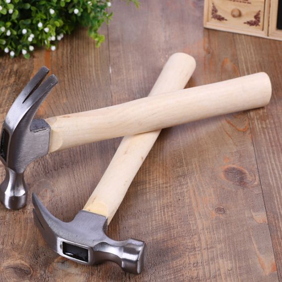 0.5kg large wooden handle claw hammer Home decoration hammer outdoor life-saving hammer multi-function safety hammer details Picture
