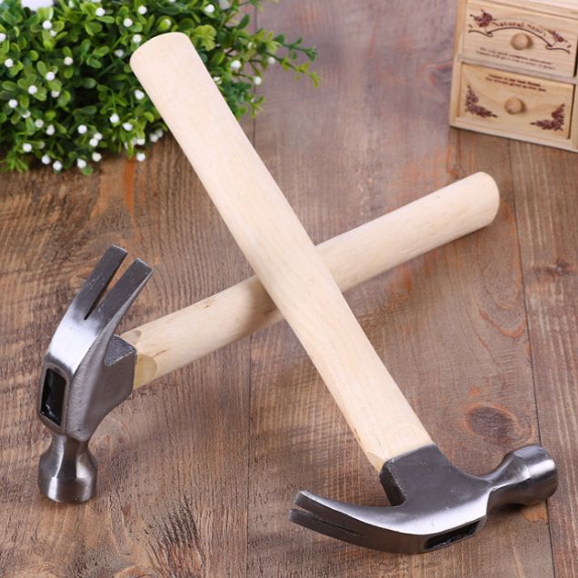 0.5kg large wooden handle claw hammer Home decoration hammer outdoor life-saving hammer multi-function safety hammer Specification drawing