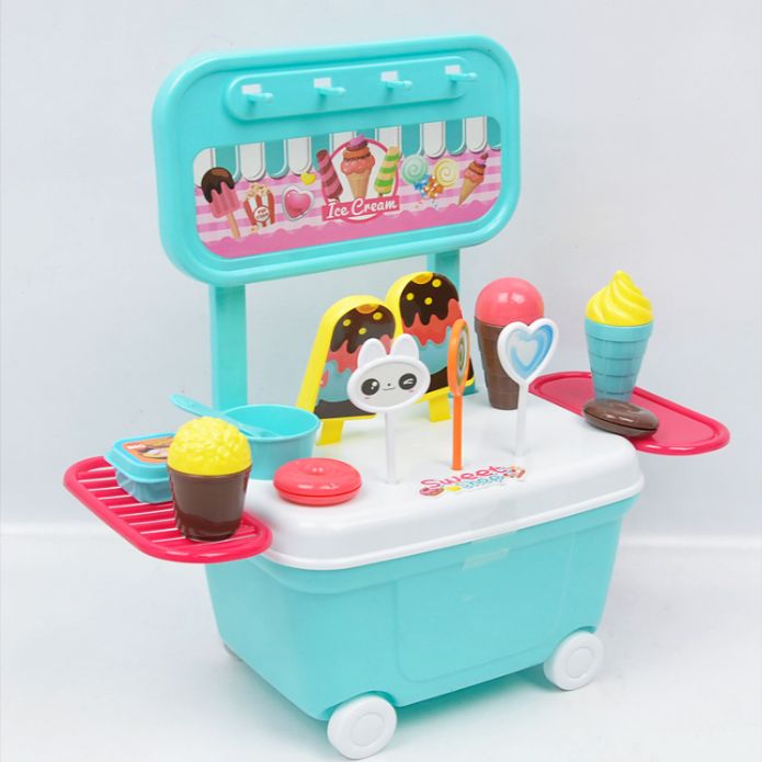 Children's house play storage table, trolley, mini dessert house, ice cream food set Specification image