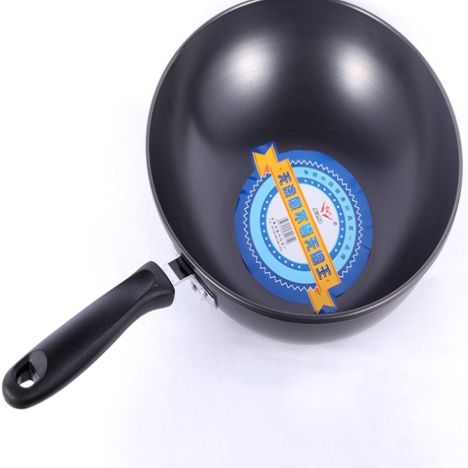 New cast iron black gold stir-frying pan, Chinese style uncoated micro-fume stir-frying pan, kitchenware wholesale details Picture