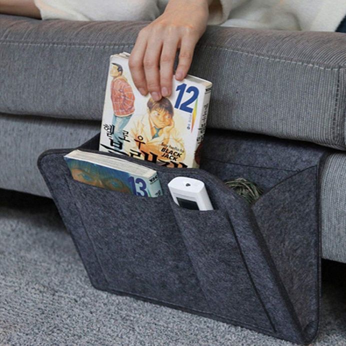 Felt bedside table storage bag Bedside remote control book sofa storage bag Bed pocket Tablet storage bag
