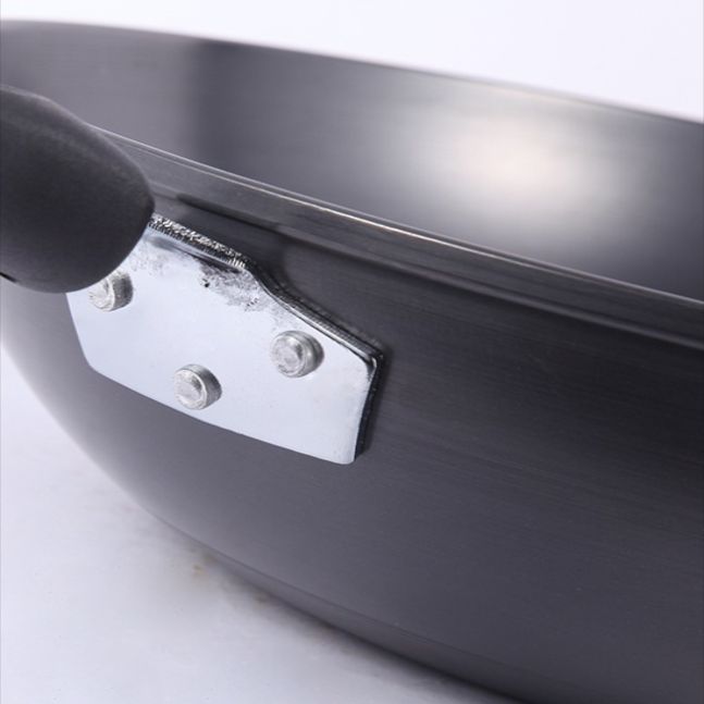 New cast iron black gold stir-frying pan, Chinese style uncoated micro-fume stir-frying pan, kitchenware wholesale Specification image