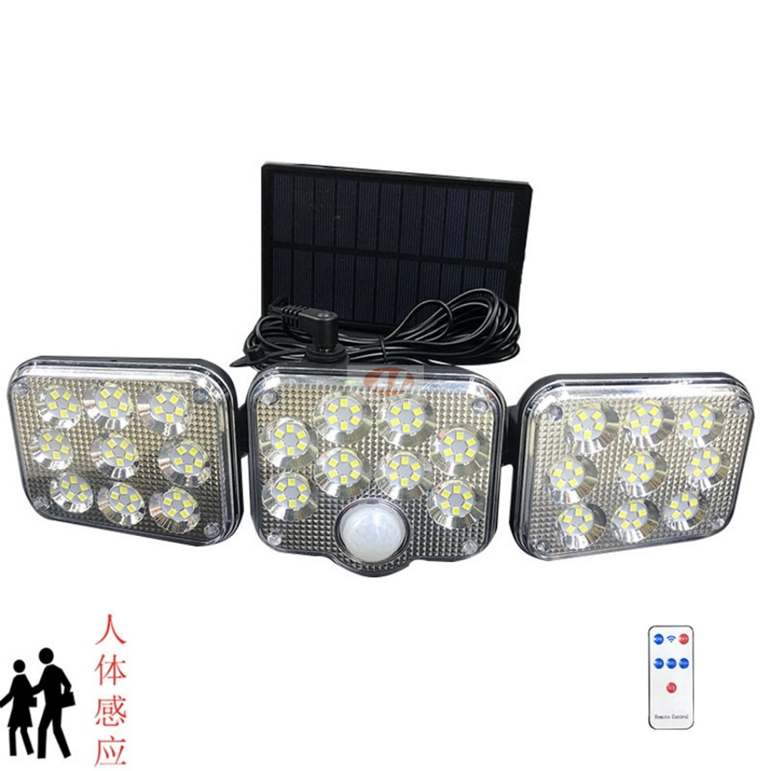 New three-head solar sensor wall light human sensor outdoor garden light garden light outdoor waterproof street light