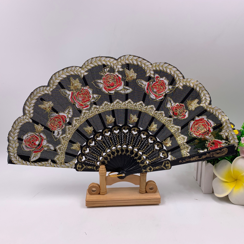 中国风咏春扇子  金丝雀凤凰扇子  蕾丝七朵咏春舞蹈扇子  女士跳舞扇子详情图3