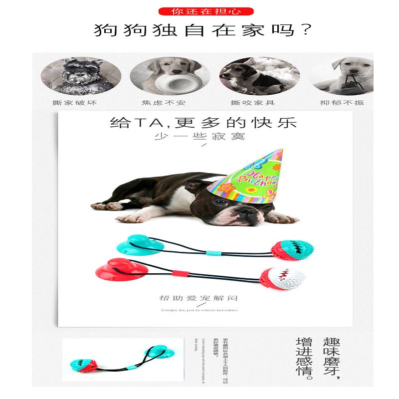 亚马逊新款磨牙啃咬互动吸盘漏食狗狗橡胶玩具组合 宠物用品详情图3