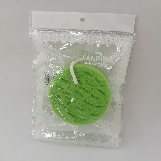 挖孔单色圆带挂绳简易清洁海绵多功能洗刷打沫洗澡沐浴海绵擦详情图4
