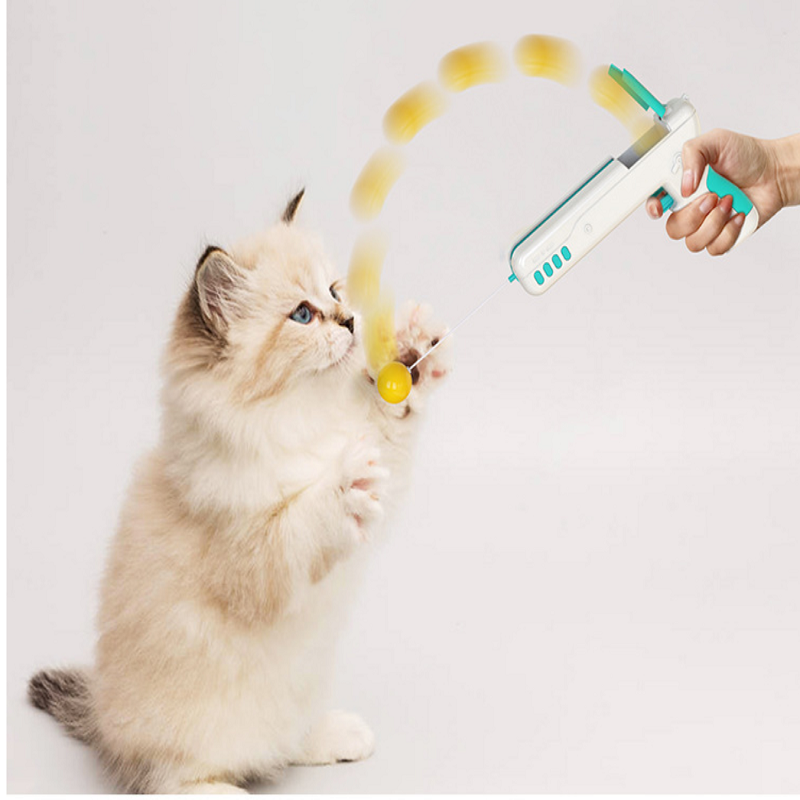 亚马逊新款猫玩具 可替换羽毛球回弹折叠杆逗猫棒 新奇逗趣猫玩具详情图8