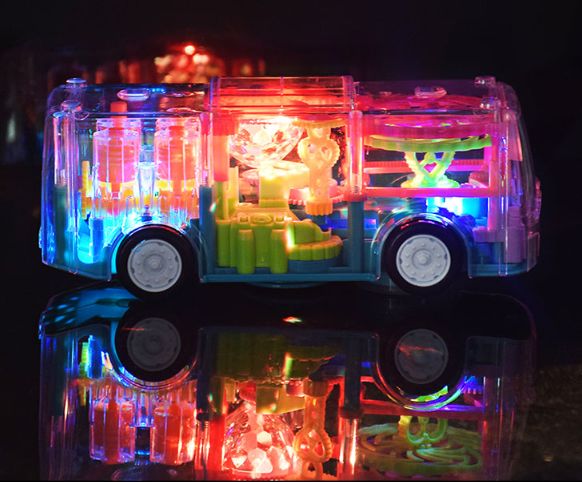 Transparent Bus Toy Car Transparent Gear Bus Transparent Car Toy Electric Toy Flash Toy Foreign Trade Toy Application Scenario