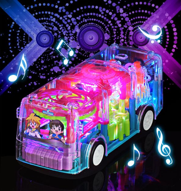 Transparent Bus Toy Car Transparent Gear Bus Transparent Car Toy Electric Toy Flash Toy Foreign Trade Toy Item Picture