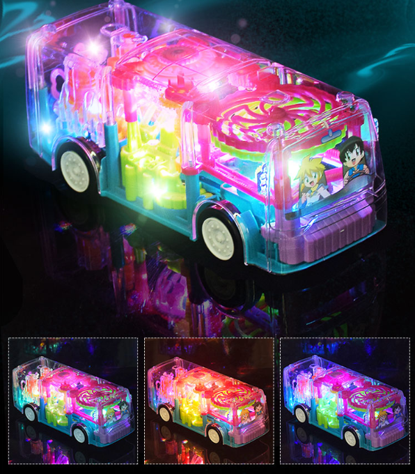 Transparent Bus Toy Car Transparent Gear Bus Transparent Car Toy Electric Toy Flash Toy Foreign Trade Toy Item Picture