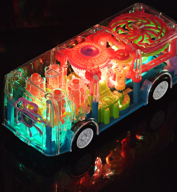 Transparent Bus Toy Car Transparent Gear Bus Transparent Car Toy Electric Toy Flash Toy Foreign Trade Toy undefined