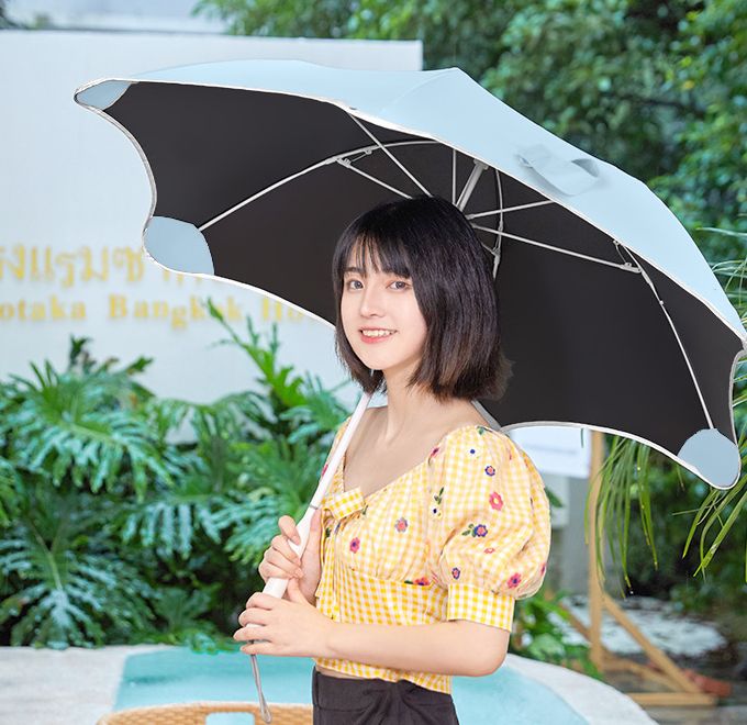 圆角纯色学生雨伞手动直杆