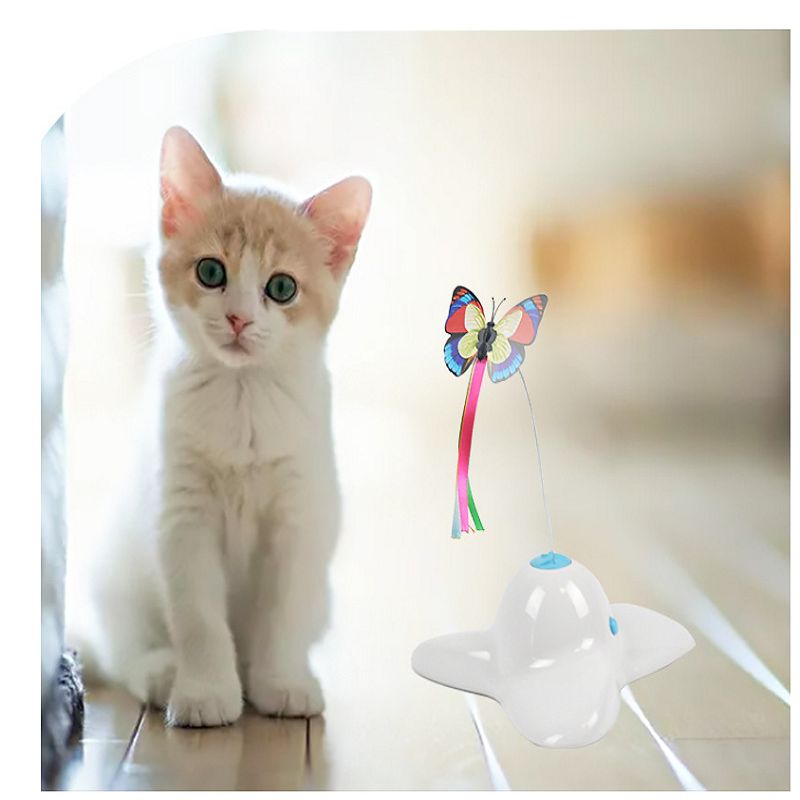 新款蝴蝶飞飞电动猫玩具 互动宠物玩具 蝴蝶逗猫竿逗猫棒详情图2