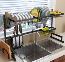 Black stainless steel kitchen shelf 85cm