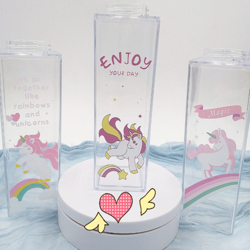Cartoon square milk carton plastic square milk cup