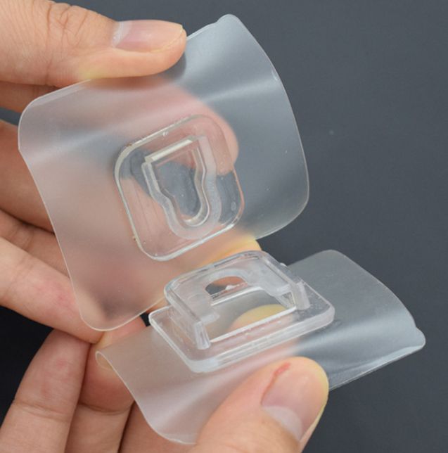 Shelf hook child buckle Soap box back adhesive acrylic nail free hanging hook double-sided adhesive snap
