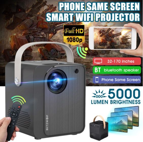PINYA New H350 Mini LED Wifi Projector Wireless Screen Mirroring 1080P 170'' Display full figure