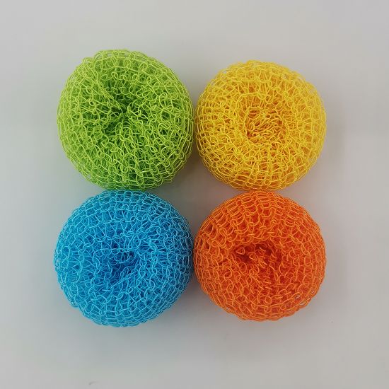 彩色纤维球B4个袋装新颖创意清洁球厨房洗刷水槽洗刷不粘锅清洁刷详情图4