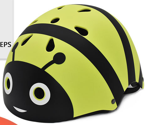 乐清摩配儿童骑行安全头盔卡通可爱瓢虫白底实物图