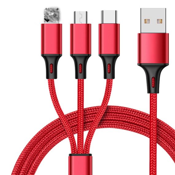 Nylon braided one-drag three-head data cable Specification image