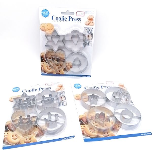 A set of 4-piece stainless steel smiley face cookie molds