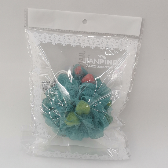 素色沐浴球洗澡浴花带海绵块浴擦细网纱打泡沫搓澡带挂绳沐浴刷球详情图5
