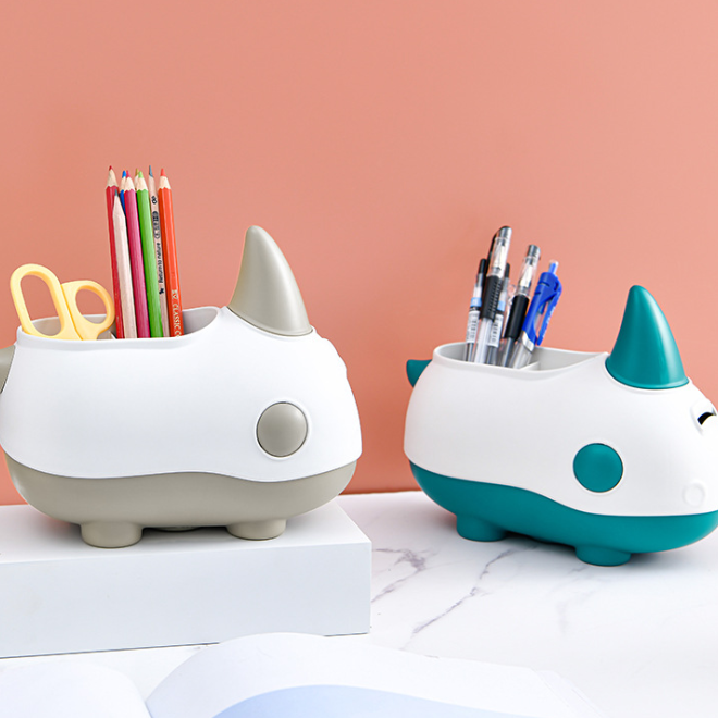 Katong Creative Rhino Storage Box, desktop storage pen holder, plastic money box detail image 3