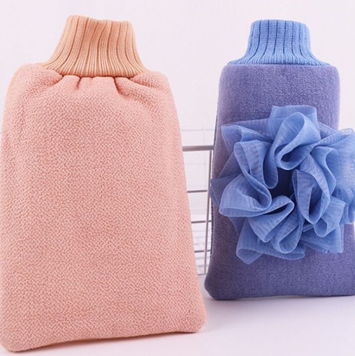 Strong back scrub gloves with both shower wipes