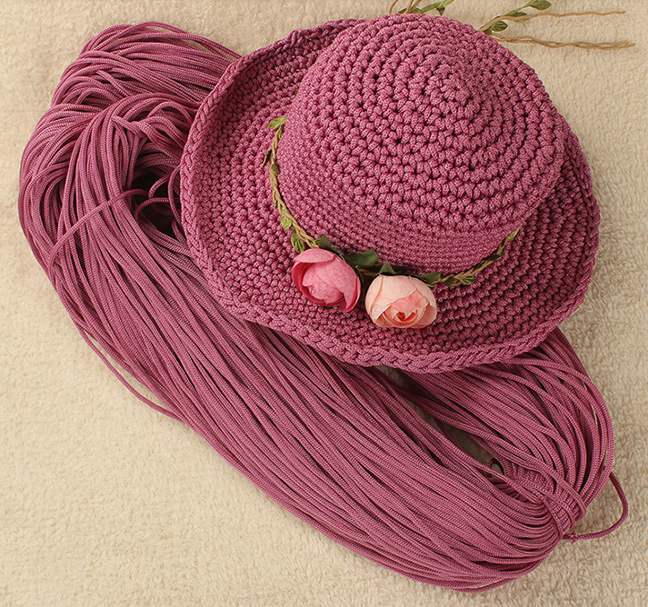 Hollow thread hook shoes, bags, hand-woven binding rope, colorful wear-resistant summer cool hats, sun hats, dolls, handicrafts thread detail image 7