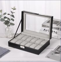 12-position double wire inner gray velvet line lock watch box Watch storage watch box