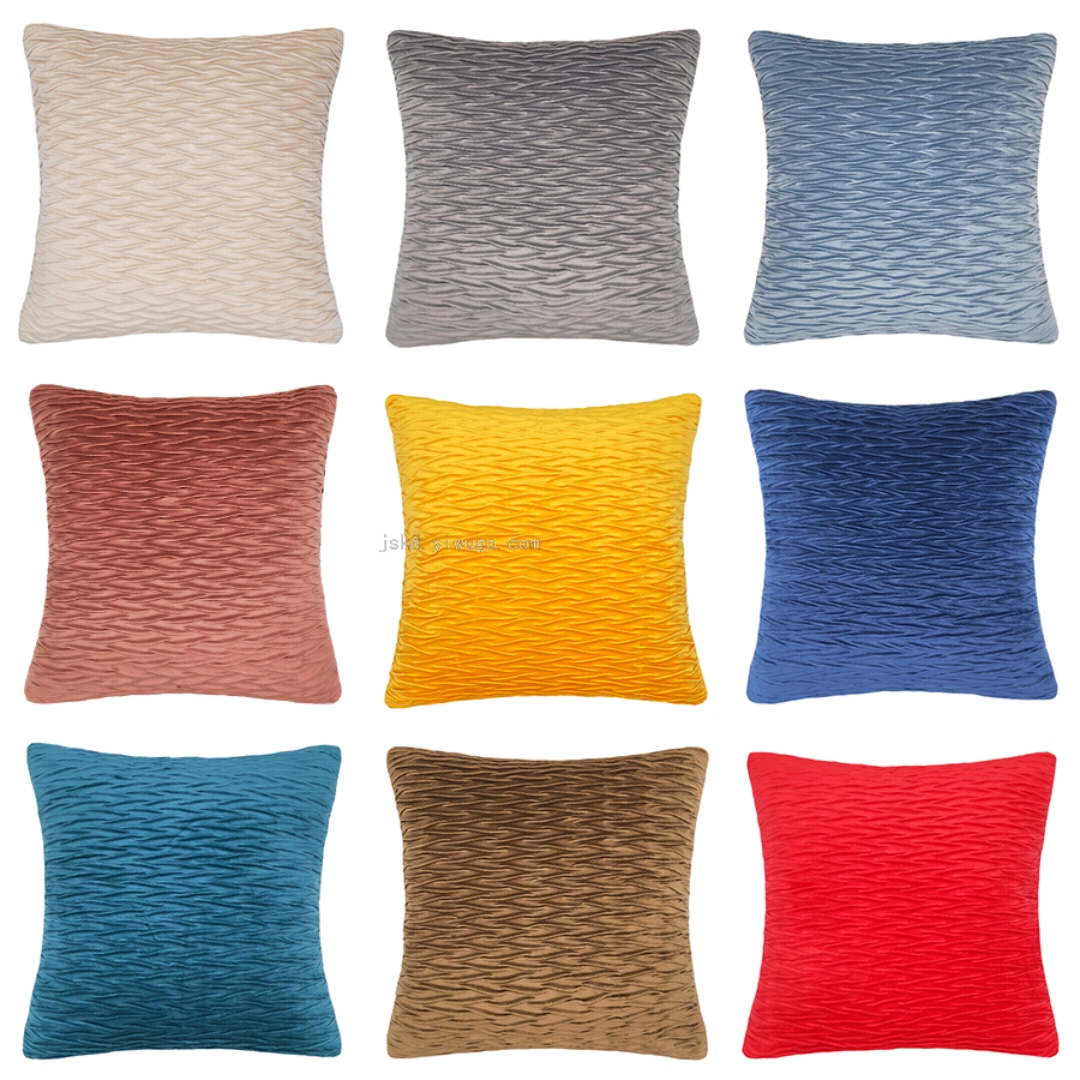 Nordic solid-color pleated water-patterned throw pillow, cushion, backrest and square pillowcase