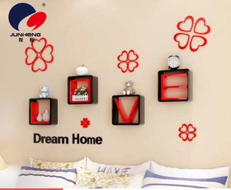 Decorative lattice LOOVE shelf, creative letter storage rack, bedroom bedside wall-mounted storage rack Item Picture