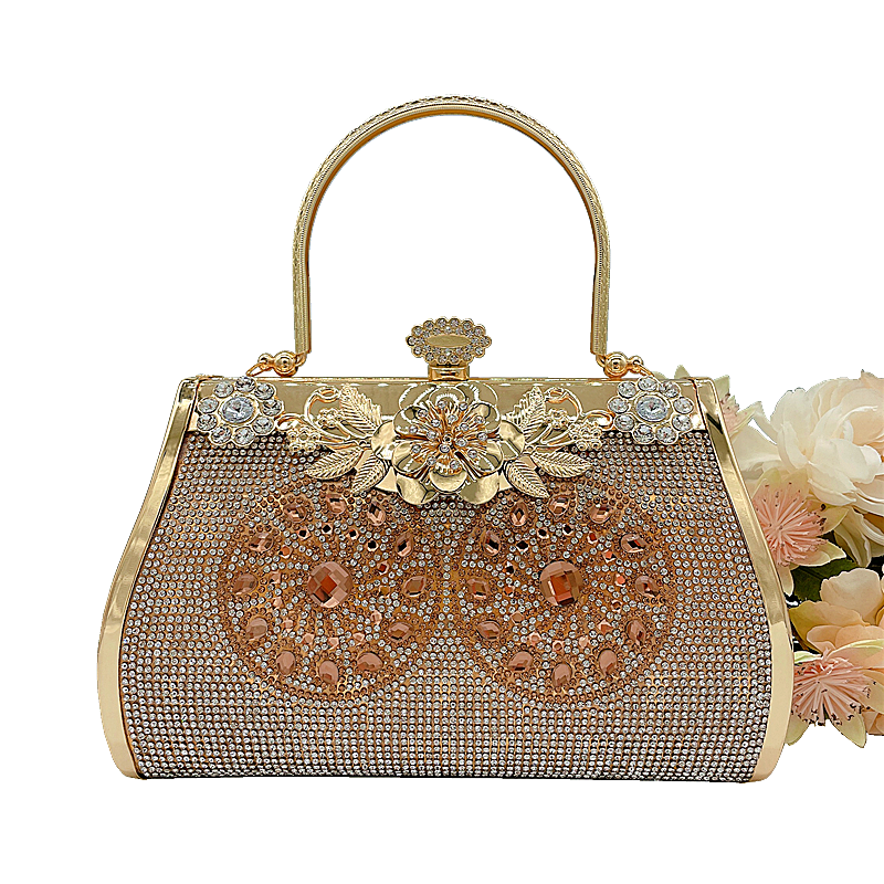 金属设计感斜挎包镶钻女手提包晚宴礼服婚宴包公主包复古模特包详情1