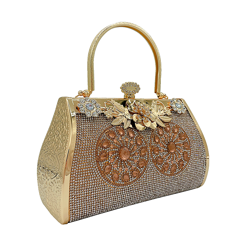 金属设计感斜挎包镶钻女手提包晚宴礼服婚宴包公主包复古模特包详情2