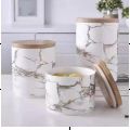 Marble ceramic sealed jar small