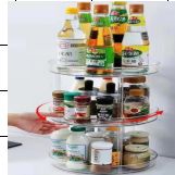 Transparent rotating storage rack large 3 layers