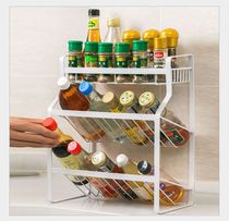 Wrought iron three-layer seasoning rack Kitchen seasoning rack countertop floor seasoning rack storage rack