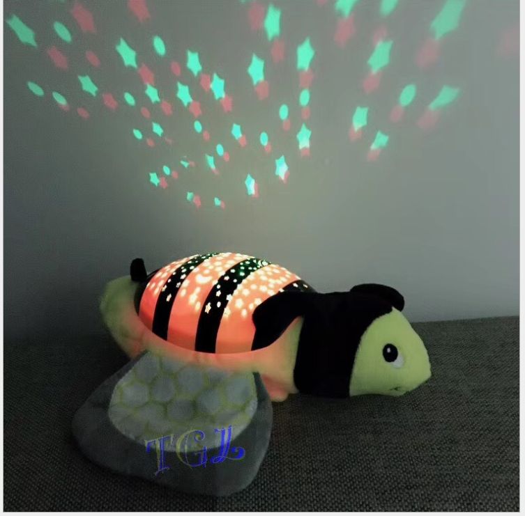 Children's animal electric music starry sky projection lamp hippopotamus elephant sleeping lamp Soothing sleep plush toy