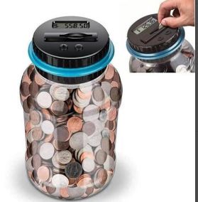Small piggy bank: US dollars, euros, pounds