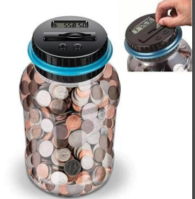 Small piggy bank: US dollars, euros, pounds detail image 3