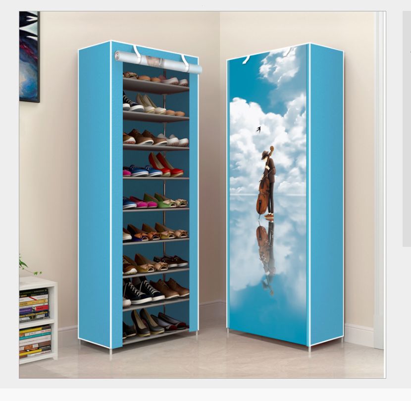 Single row simple shoe rack combination storage cabinet cloth shoe cabinet Shoe rack non-woven dust-proof shoe cabinet