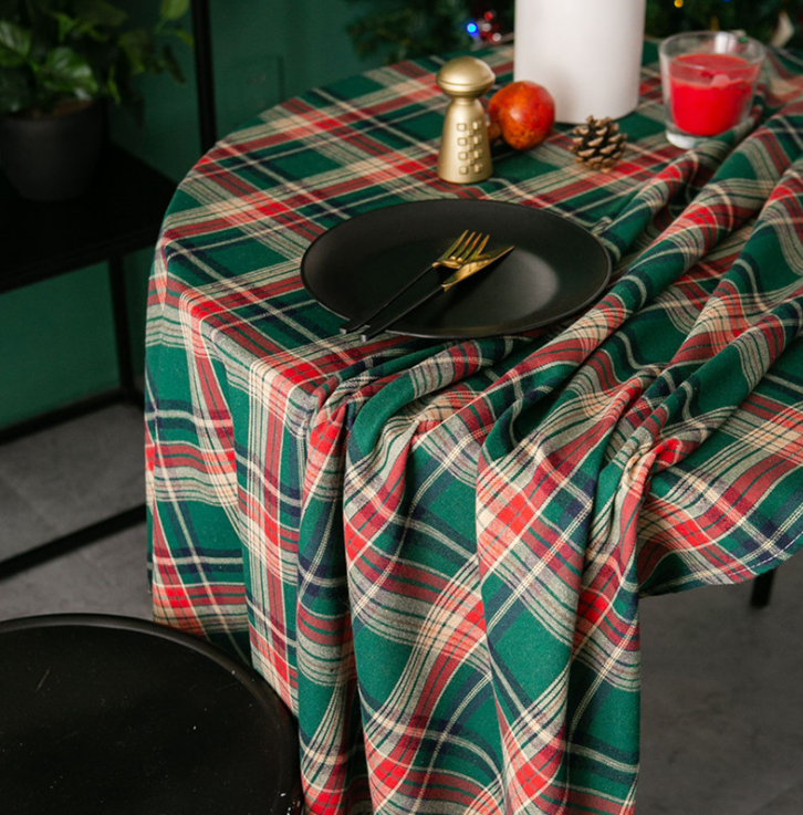 ins风北欧复古圣诞桌布长方形餐桌美式格子圆桌台布茶几盖布批发详情图2