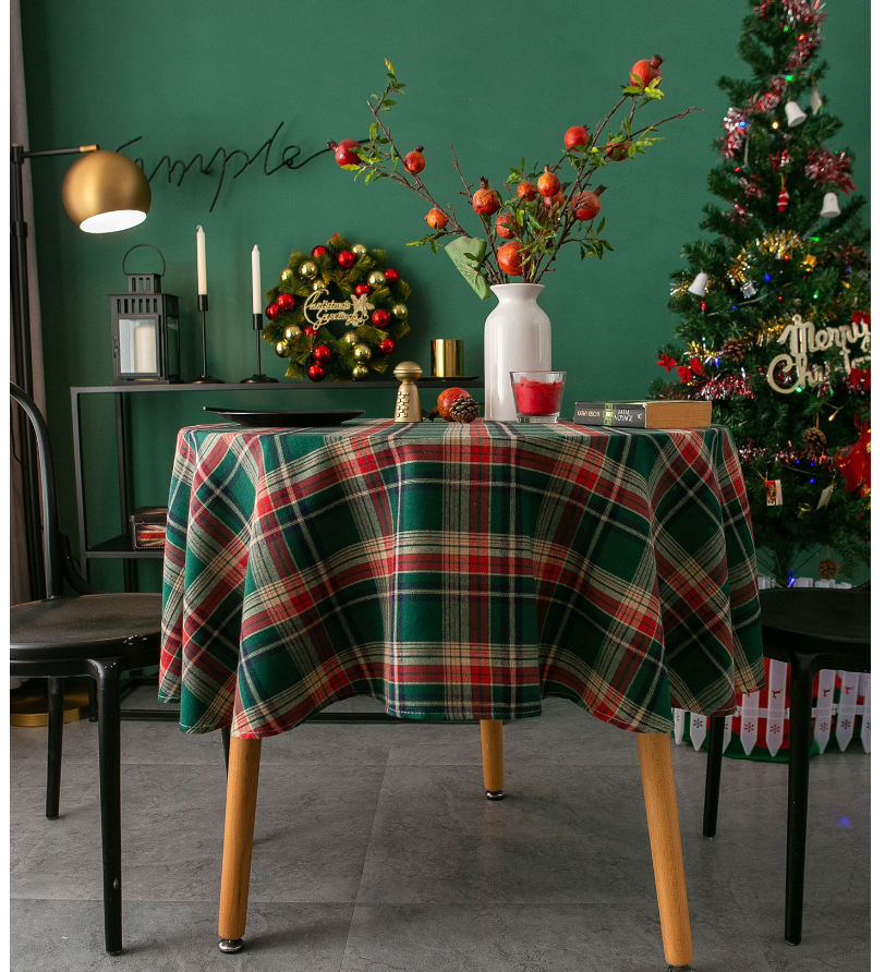 ins风北欧复古圣诞桌布长方形餐桌美式格子圆桌台布茶几盖布批发详情图5