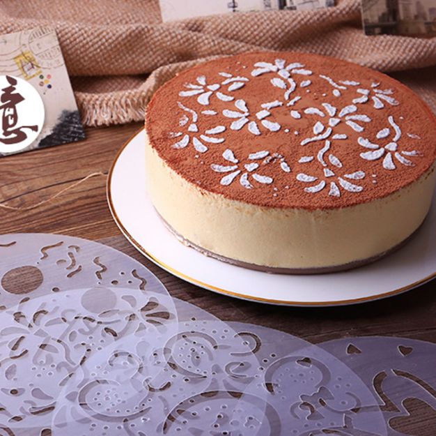 Mousse cake spray pattern transfer mold icing sugar sieve