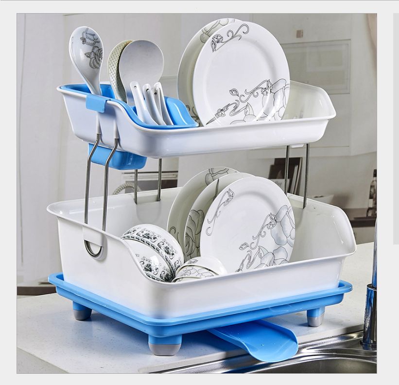 Double layer table rack Kitchen table rack Table rack Thick plastic table rack drain rack