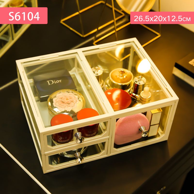 Glass makeup storage box