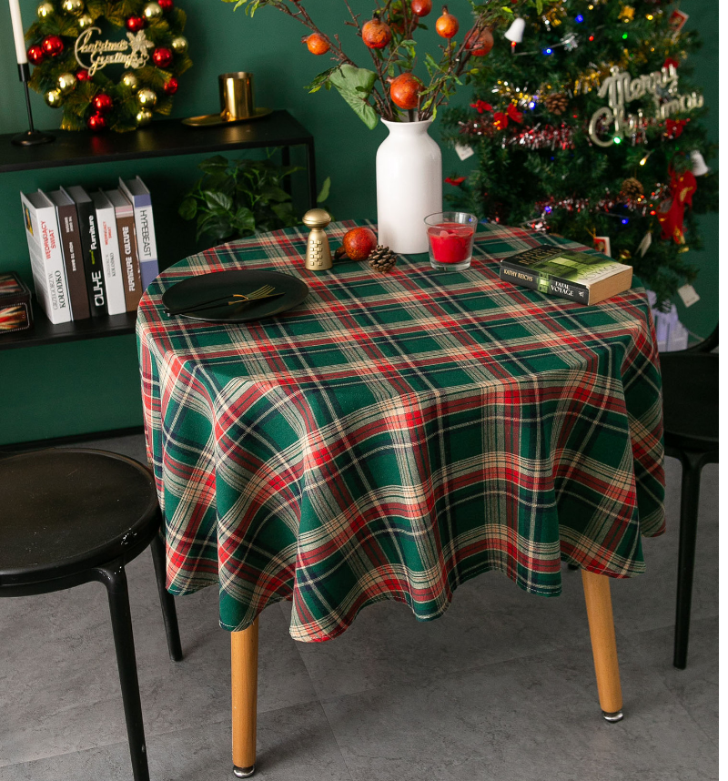 ins风北欧复古圣诞桌布长方形餐桌美式格子圆桌台布茶几盖布批发详情图3