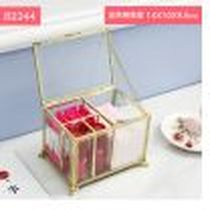 Cotton swab tissue box Metal glass dustproof cotton box with cover