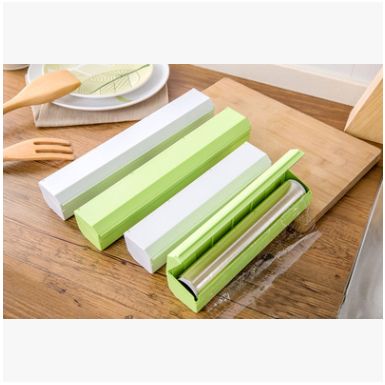 Non-embroidery steel serrated blade plastic film cutter with magnetic easy to place plastic film cutting box