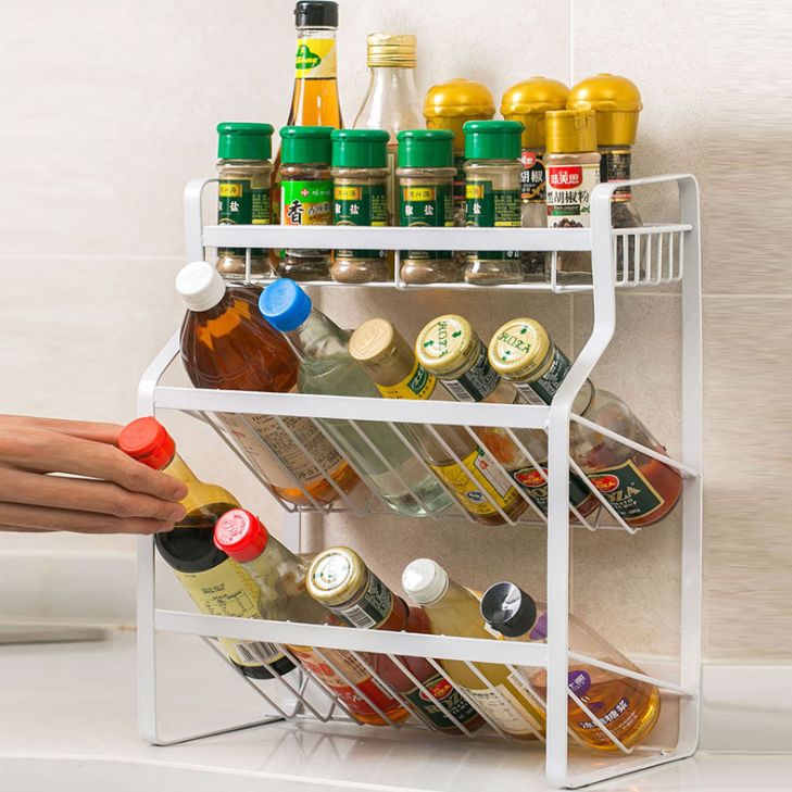 Wrought iron three layer spice rack Kitchen spice rack